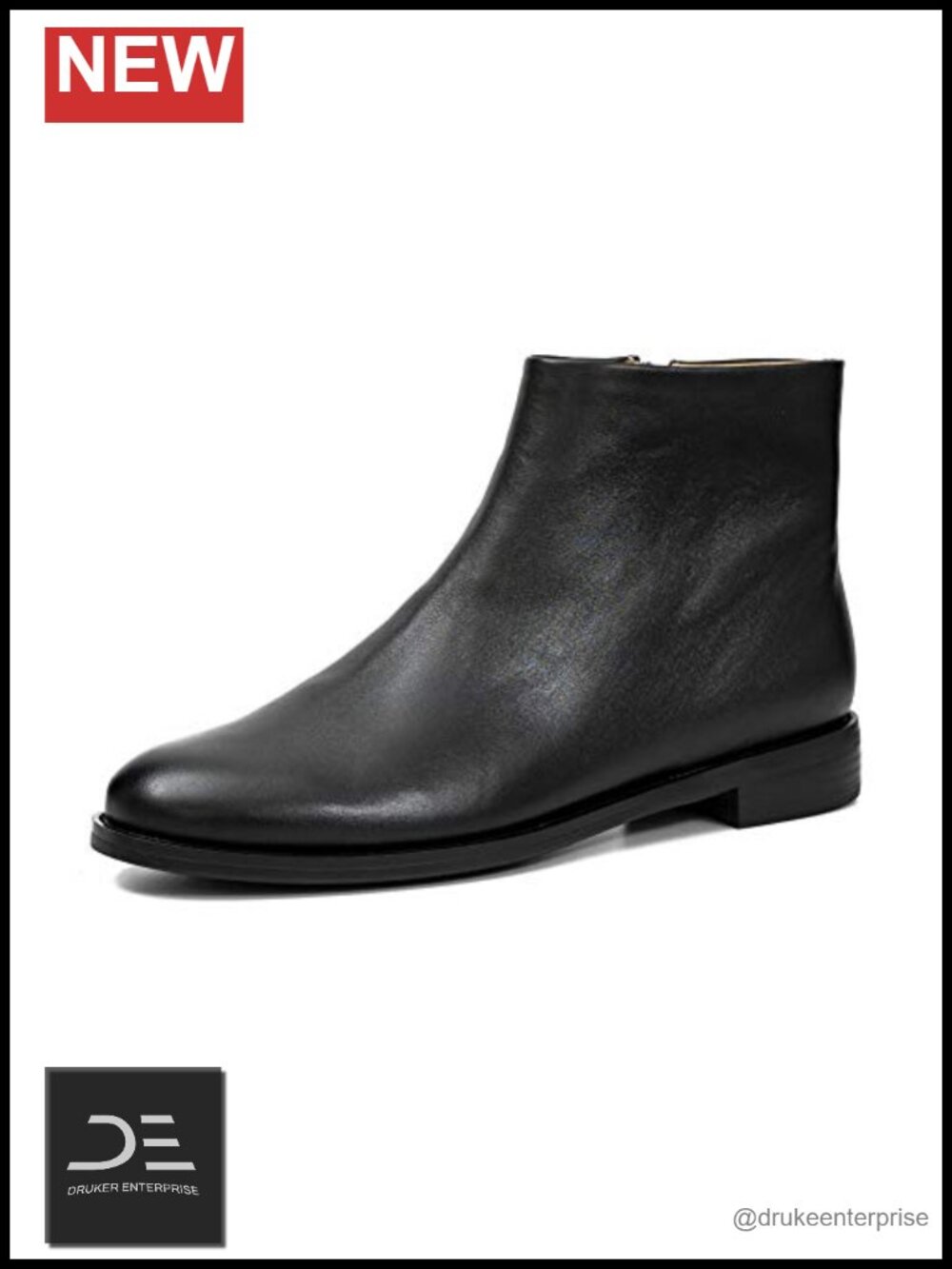 Women's Faux Leather Ankle Boots Low Heel Slip-On Zip